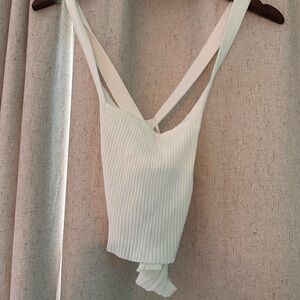 White Ribbed Women's Top